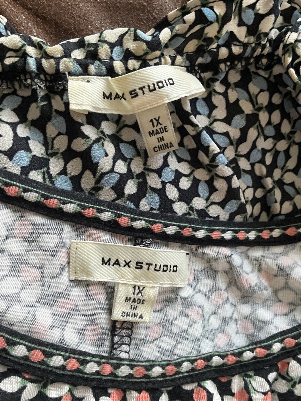 BUNDLE Max Studio Blouses - Floral, black/blue & peach/cream